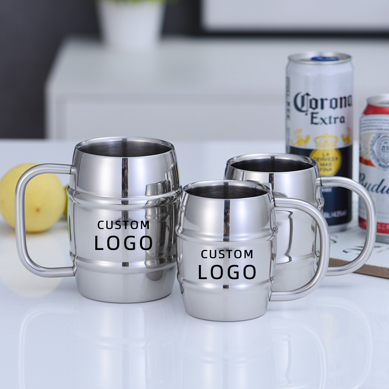 Coffee Tea Logo - Aço inoxidável Laser Carved Beer Cup,