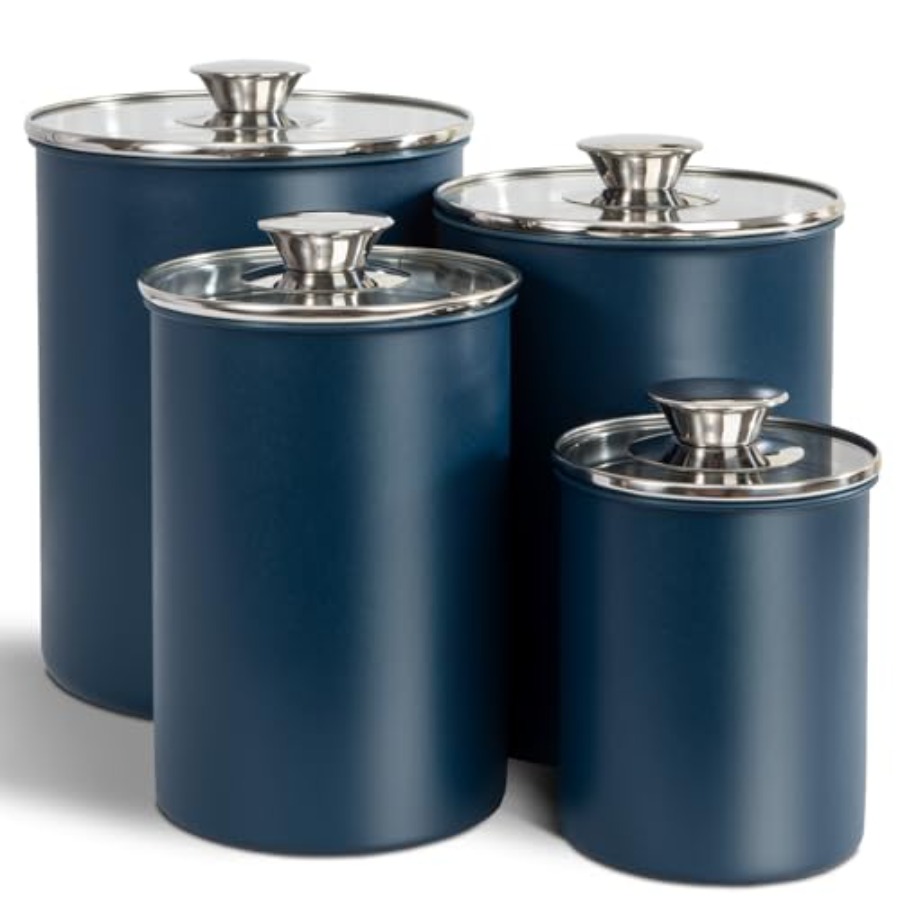 Coffee Tea Sugar Container Set - Conjunto de 4 Recipientes de Aço