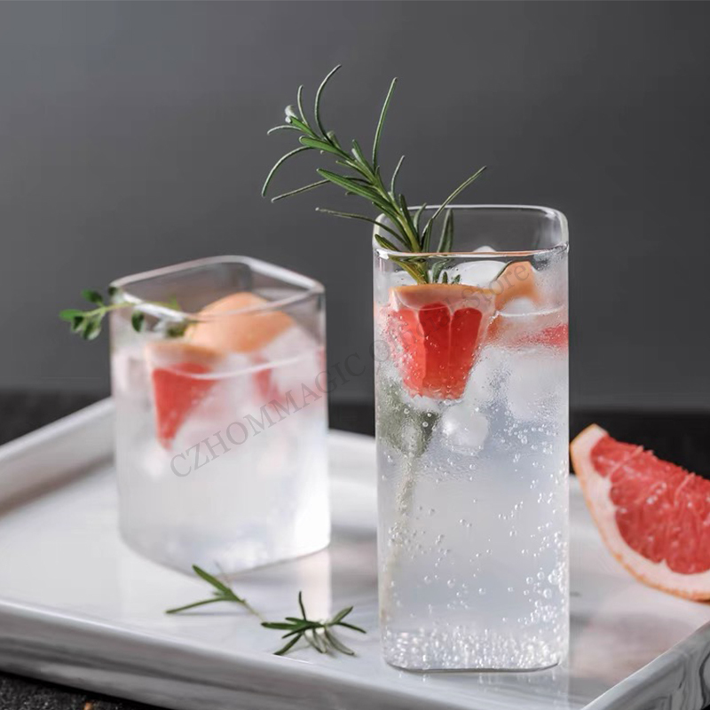 Juice Tea Coffee - Copo de vidro quadrado transparente, Copos