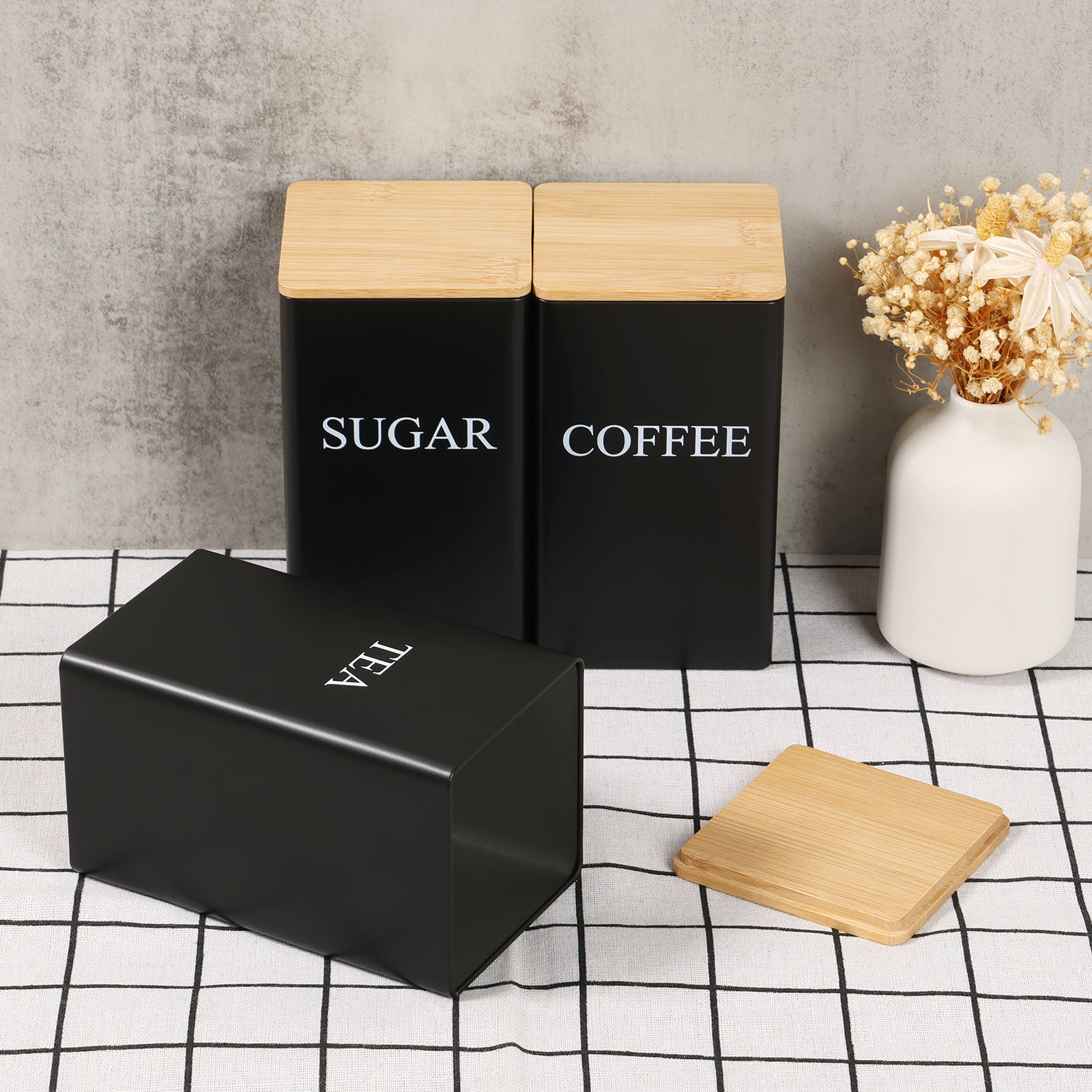 Coffee Tea Sugar Container Set - Jarra de armazenamento de grãos de
