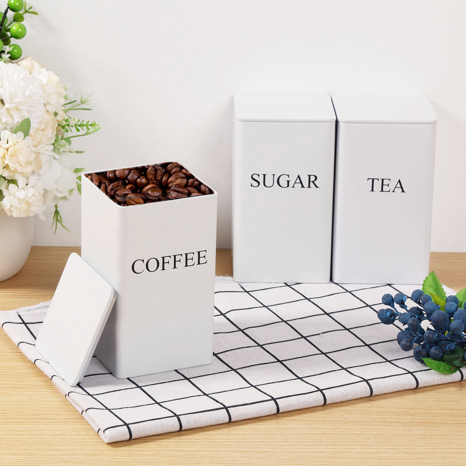 3 pçs caixas de armazenamento  - Coffee Tea Sugar Container Set avaliação e preço