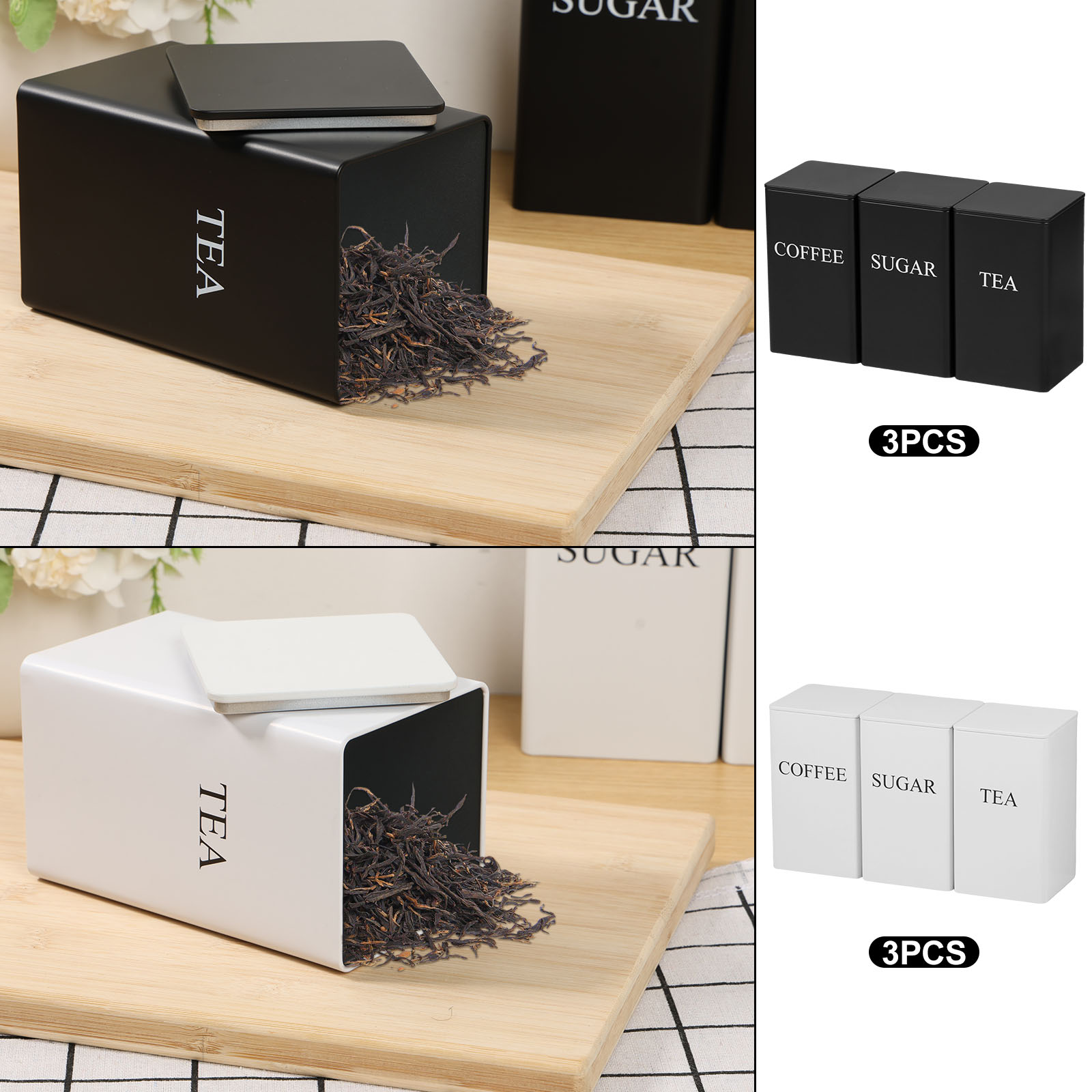 3 pçs caixas de armazenamento  - Coffee Tea Sugar Container Set avaliação e preço