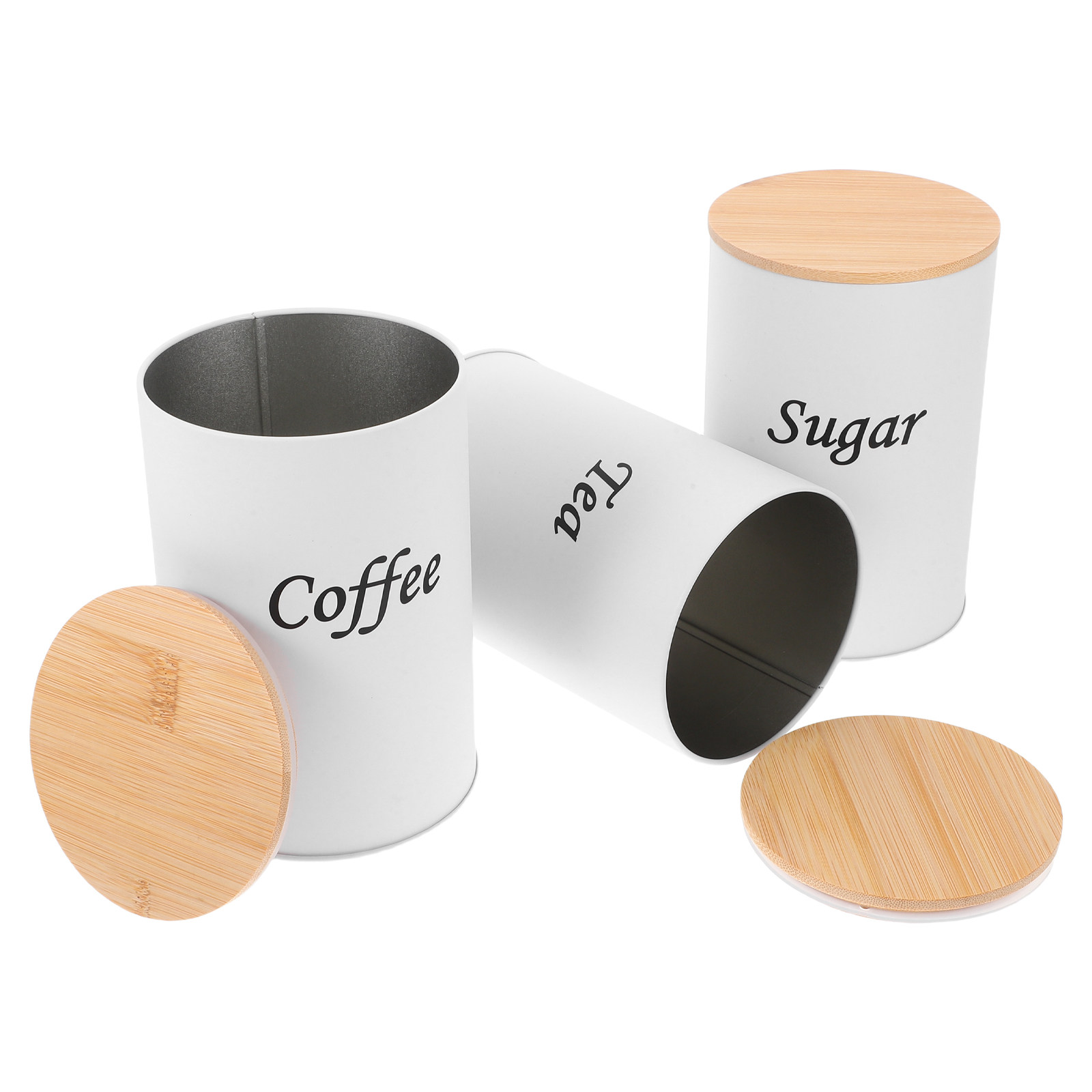 Conjunto de 3 Latas Redondas H - Coffee Tea And Sugar Canisters avaliação e preço