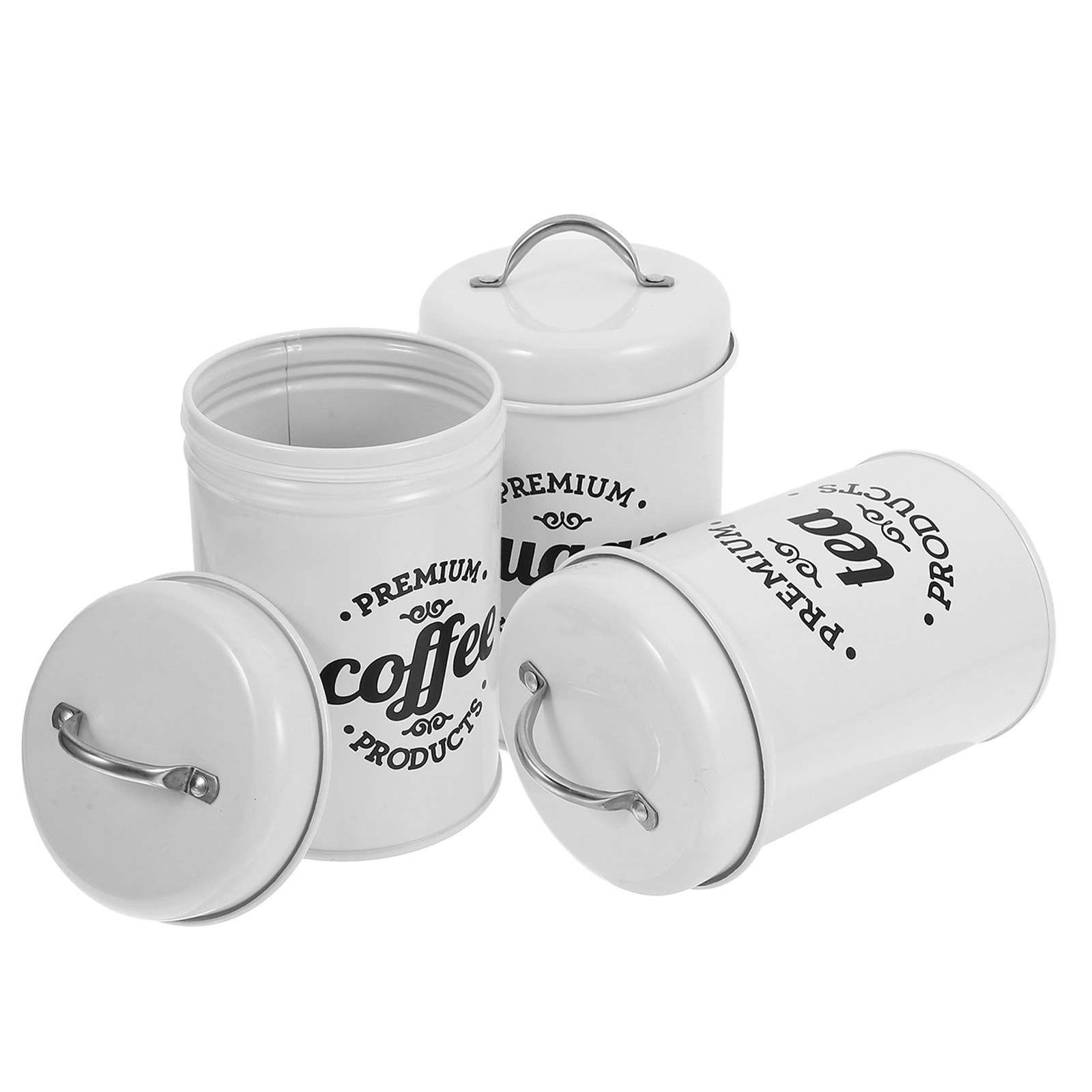 Conjunto de Recipientes Metáli - Coffee Tea And Sugar Canisters avaliação e preço