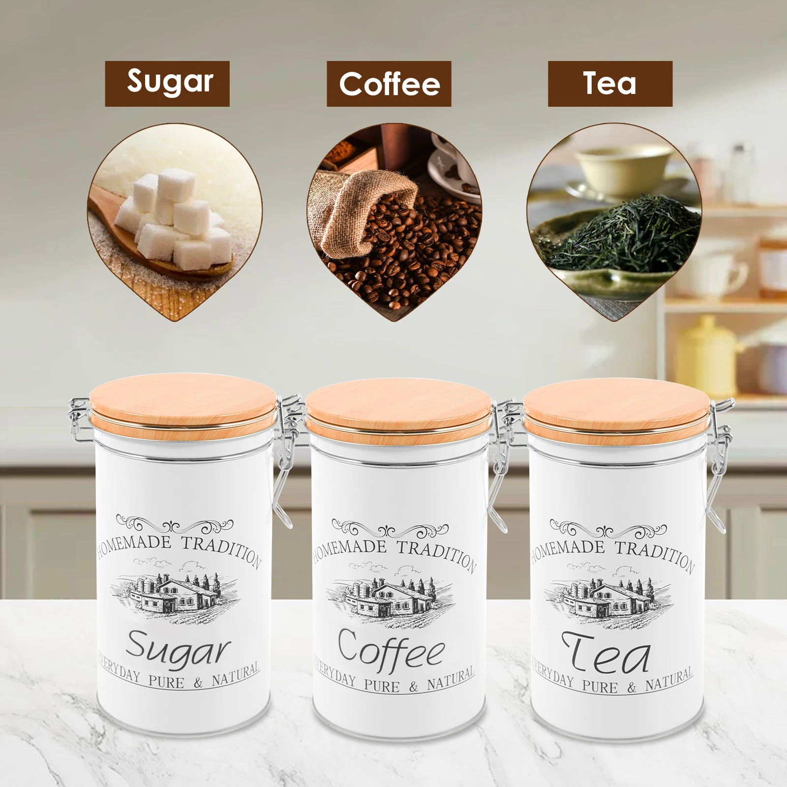 3 pçs/set chá café açúcar vasi - Coffee Tea Sugar Container Set avaliação e preço