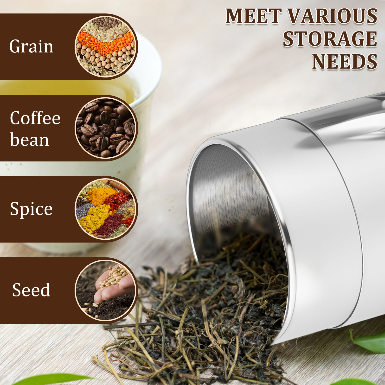 Latas de folhas de chá de aço  - Coffee Tea Bean Leaf avaliação e preço