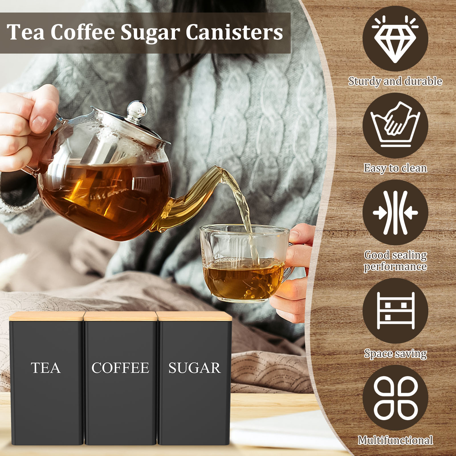 Jarra de armazenamento de grão - Coffee Tea Sugar Container Set avaliação e preço